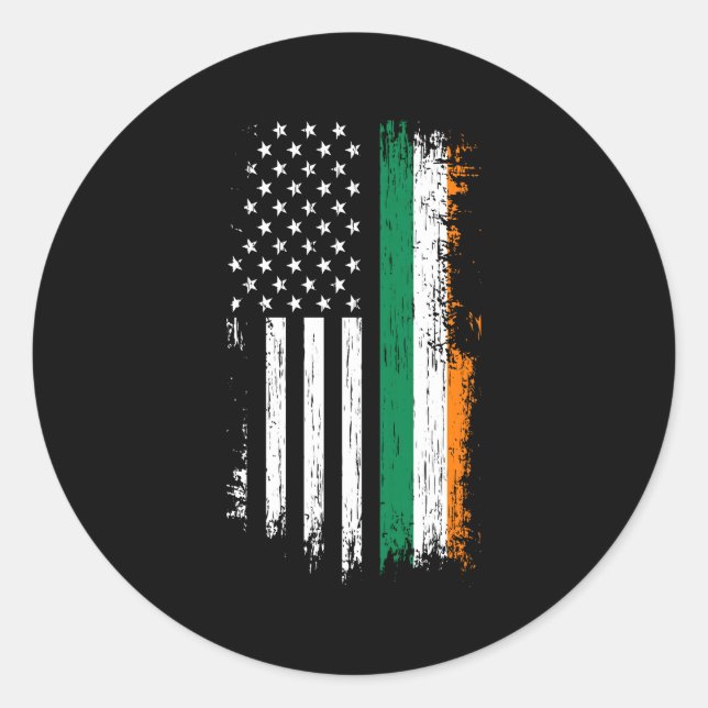 Irish American Flag Pride Ireland Usa Classic Round Sticker (Front)