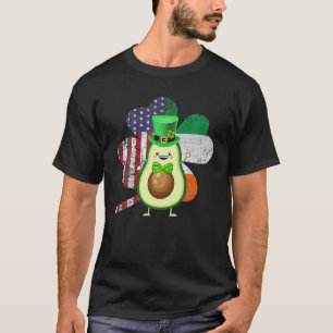 Irish American Flag Shamrock Avocado St Patricks D T-Shirt