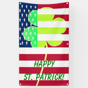 Irish American Flag Shamrock Clover St. Patrick Banner