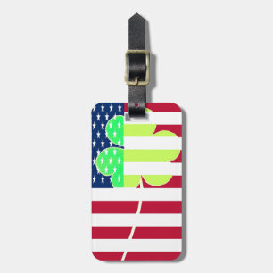 Irish American Flag Shamrock Clover St. Patrick Luggage Tag