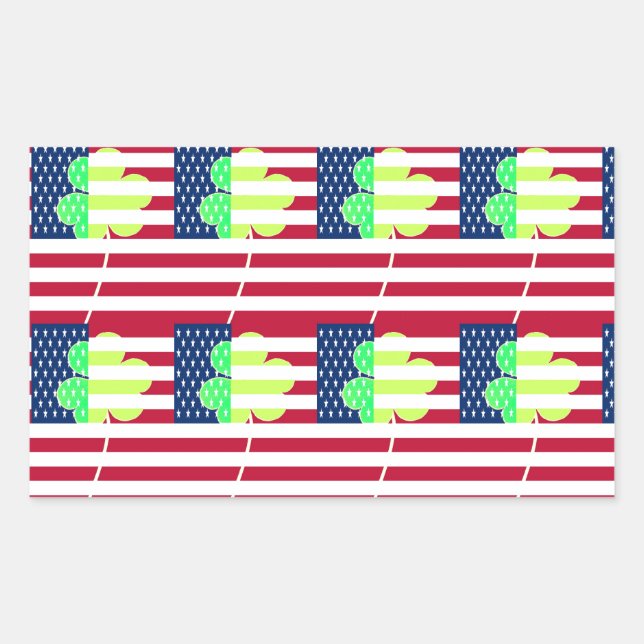 Irish American Flag Shamrock Clover St. Patrick Rectangular Sticker (Front)