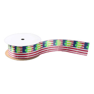 Irish American Flag Shamrock Clover St. Patrick Satin Ribbon