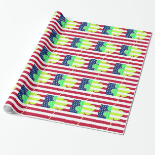 Irish American Flag Shamrock Clover St. Patrick Wrapping Paper