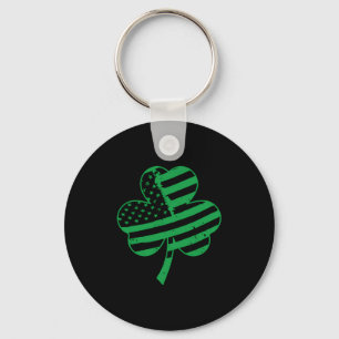 Irish American Flag Shamrock For Key Ring