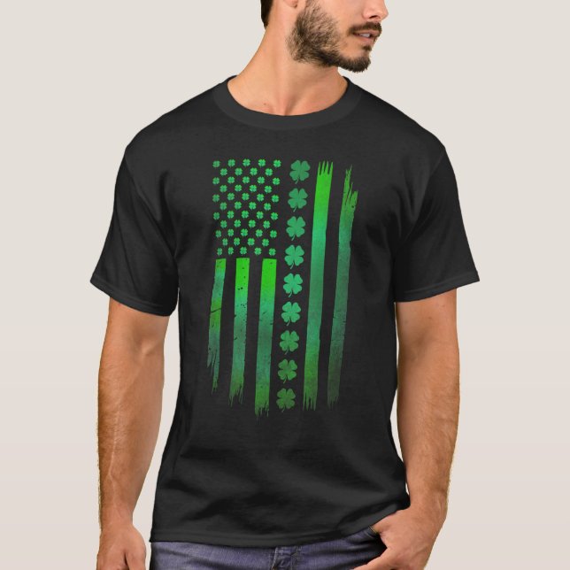 Irish American flag Shamrock Stripes Cool Ireland  T-Shirt (Front)