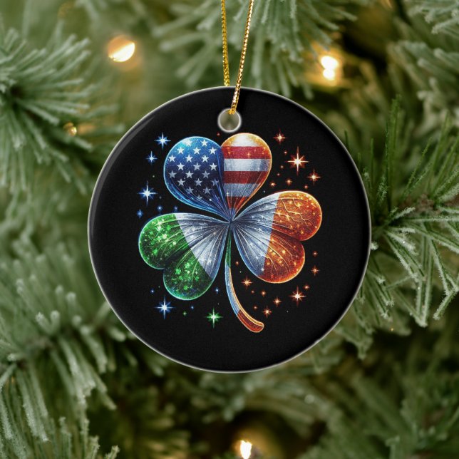 Irish American Flag  ST PATRICKS DAY Ceramic Tree Decoration (Tree)