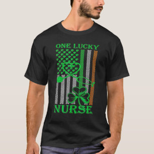 Irish American Flag St Patrick's Day One Lucky Nur T-Shirt