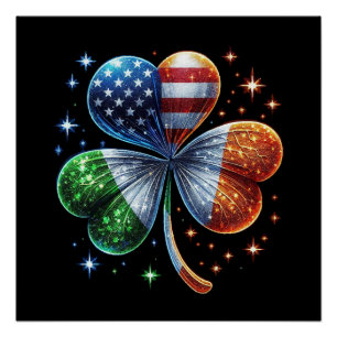 Irish American Flag ST PATRICKS DAY Poster