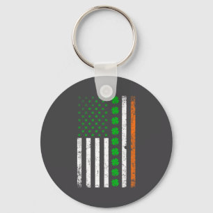 Irish American Flag St. Patrick's Day Shamrock Key Ring