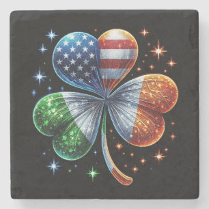 Irish American Flag ST PATRICKS DAY Stone Coaster