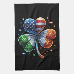 Irish American Flag ST PATRICKS DAY Tea Towel