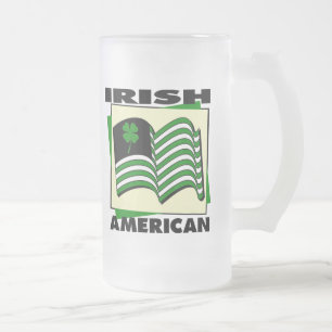 Irish American Frosted Glass Beer Mug