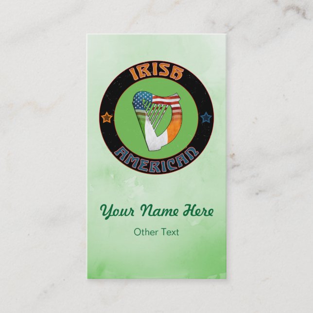 Irish American Harp Custom Business Cards (Front)