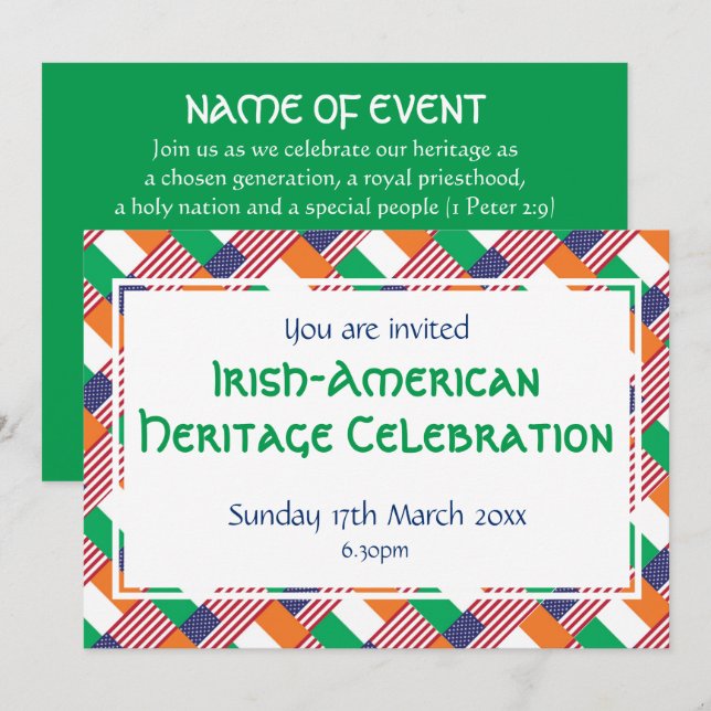 IRISH-AMERICAN HERITAGE MONTH Event Celebration Invitation (Front/Back)