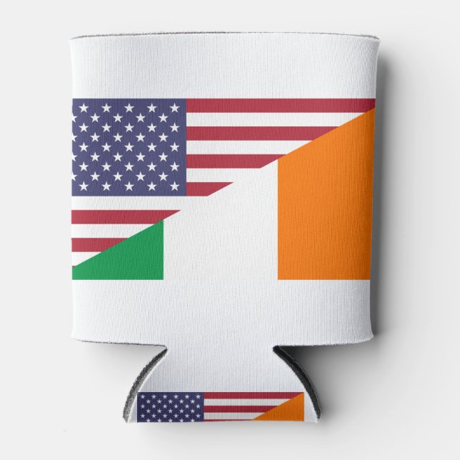 Irish American Pride US Ireland Flag Can Cooler (Front)