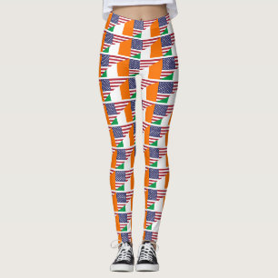 Irish American Pride US Ireland Flag Leggings