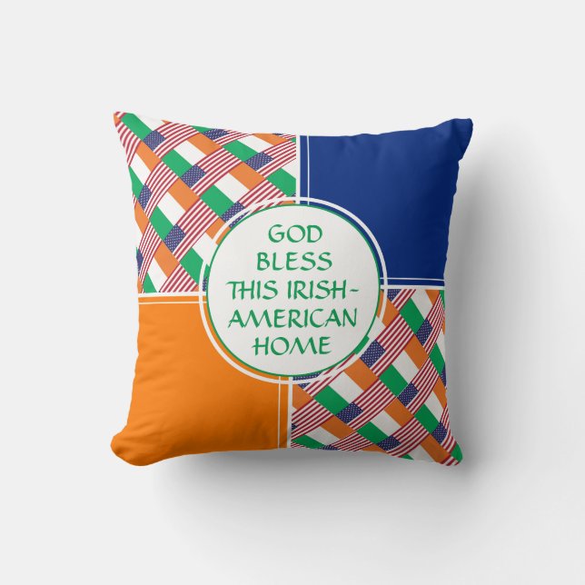 IRISH-AMERICAN Proud | Patriotic | GOD BLESS HOME Cushion (Front)