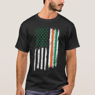 Irish American Shamrock FlagUs Paddy St Patricks D T-Shirt