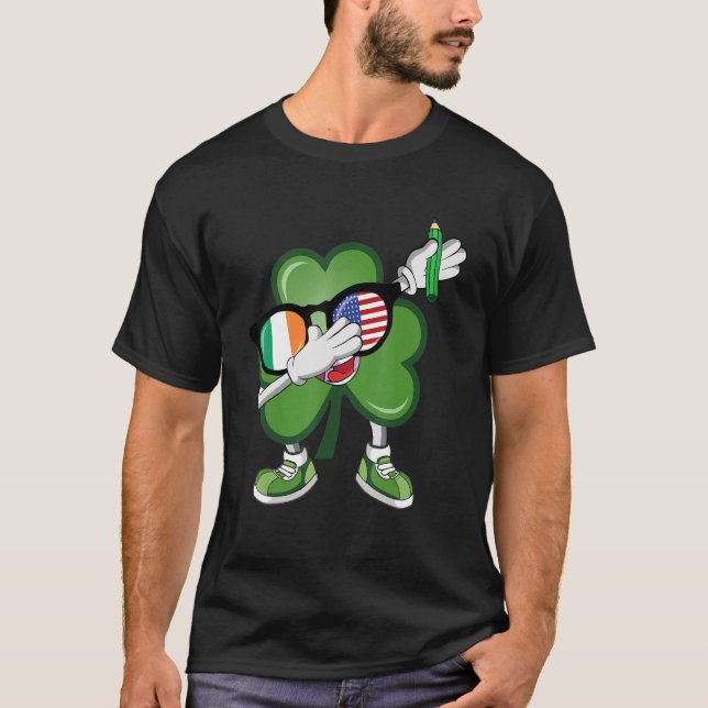 Irish American Shamrock St Patrick's Day Kids Teac T-Shirt (Front)