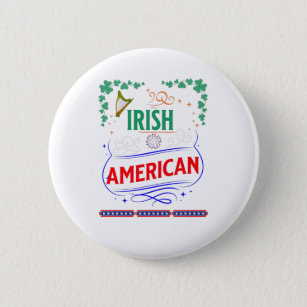 Irish American Shamrocks Harp Banner Fireworks 6 Cm Round Badge