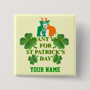 Irish American St Patrick's day 15 Cm Square Badge