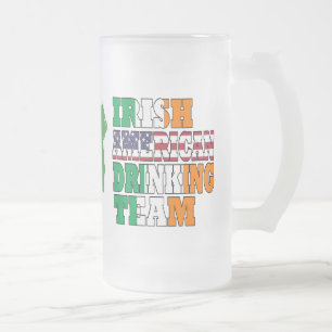 Irish American St Patricks day Frosted Glass Beer Mug
