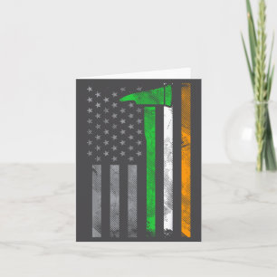 Irish American Us Flag Firefighter Axe Fire St Pat Card