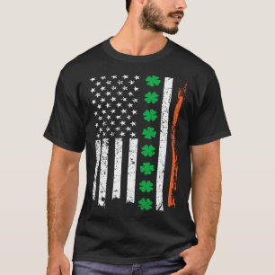 Irish American USA Flag w Irish Shamrocks T-Shirt