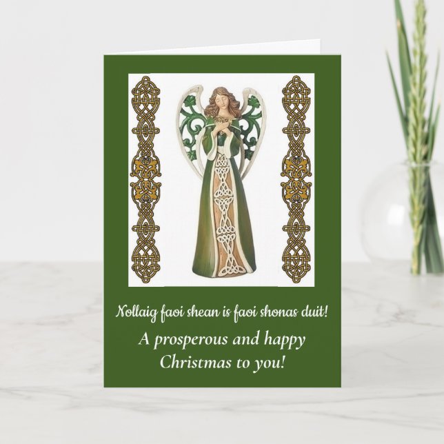 Irish Angel & Blessing Folded Chritmas Card (Front)