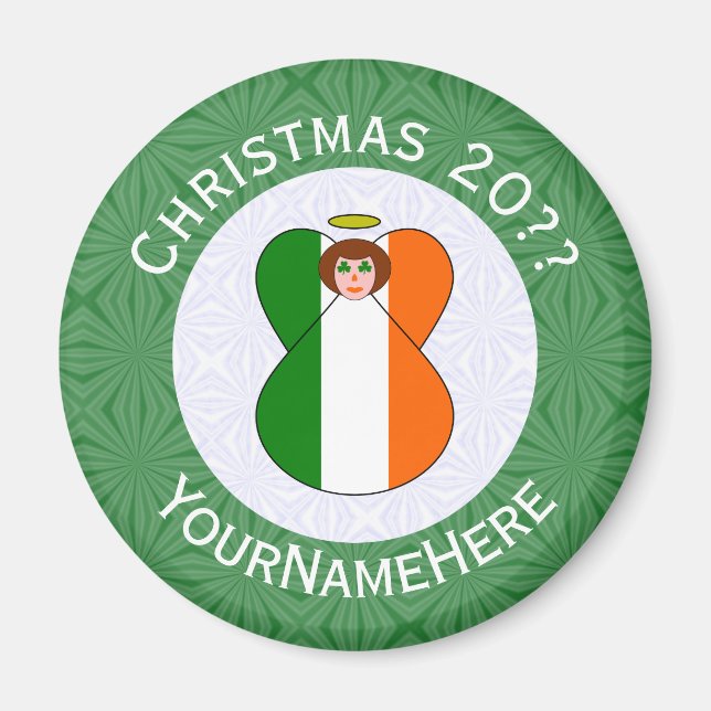 Irish Angel Christmas Flag Personalised  Magnet (Front)