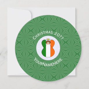 Irish Angel Flag Christmas Personalise Round Invitation