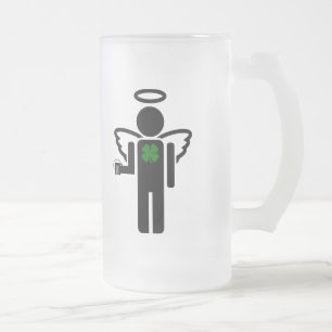irish angel. frosted glass beer mug