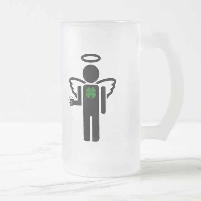 irish angel. frosted glass beer mug (Right)
