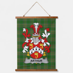 Irish Arthur Coat of Arms Family Crest Hanging Tapestry