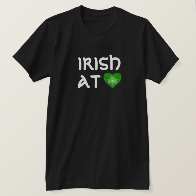 'Irish at heart' basic American T-shirt black (Design Front)