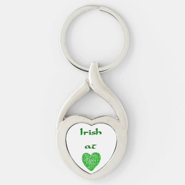 Irish at Heart Green Heart-Shaped Keychain (Front)