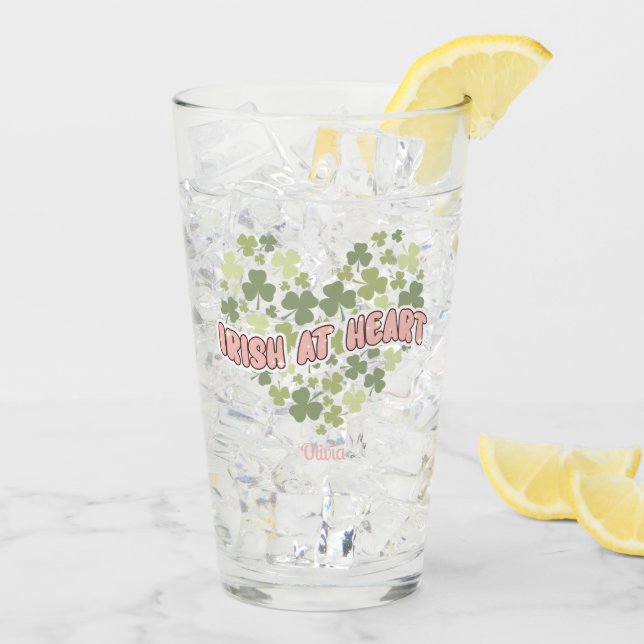 Irish at Heart St. Patrick's day Personalised Glass (Back Ice)