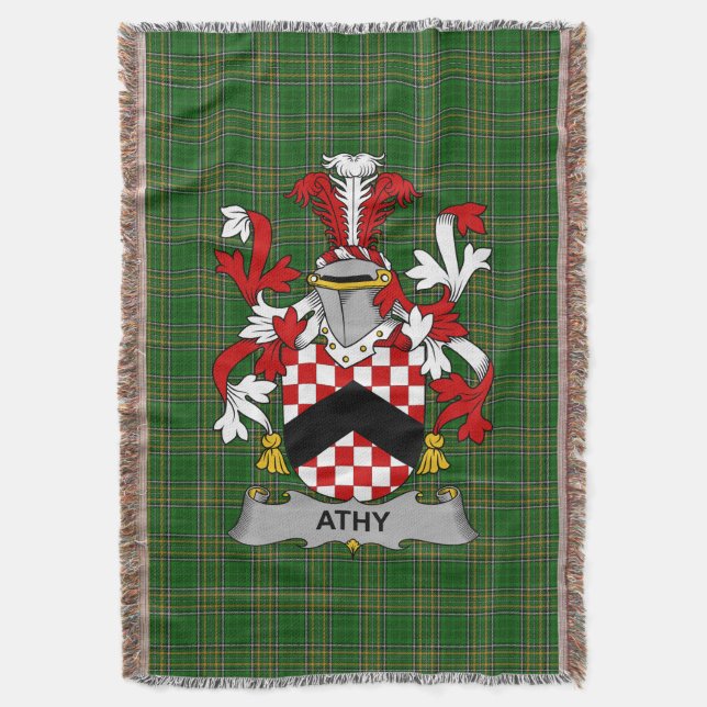 Irish Athy Coat of Arms Family Crest Ireland Throw Blanket (Front Vertical)