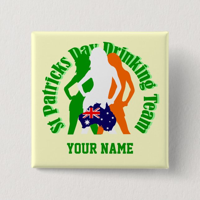 Irish Australian girls St Patrick's day 15 Cm Square Badge (Front)