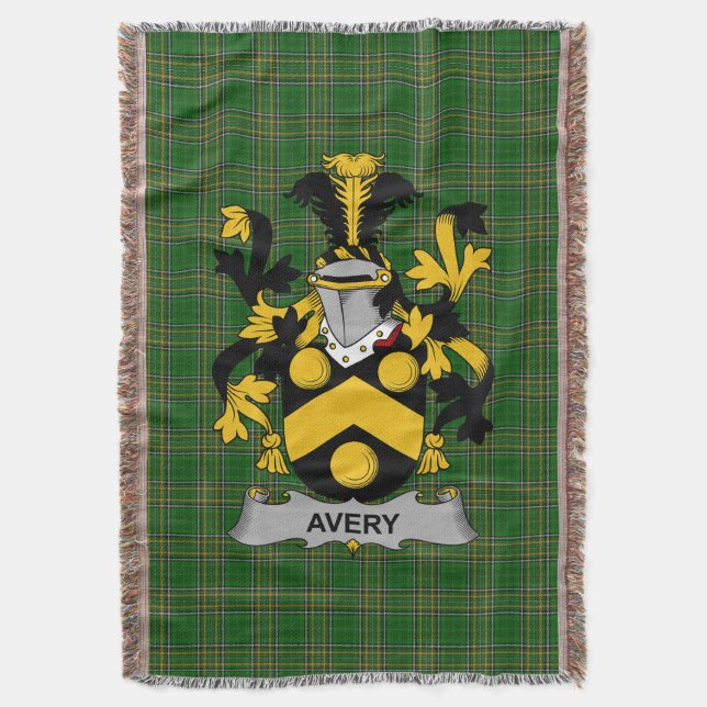  Irish Avery Coat of Arms Family Crest Ireland Throw Blanket (Front Vertical)