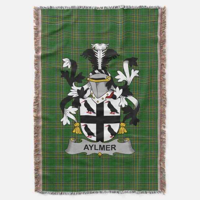  Irish Aylmer Coat of Arms Family Crest Ireland Throw Blanket (Front Vertical)