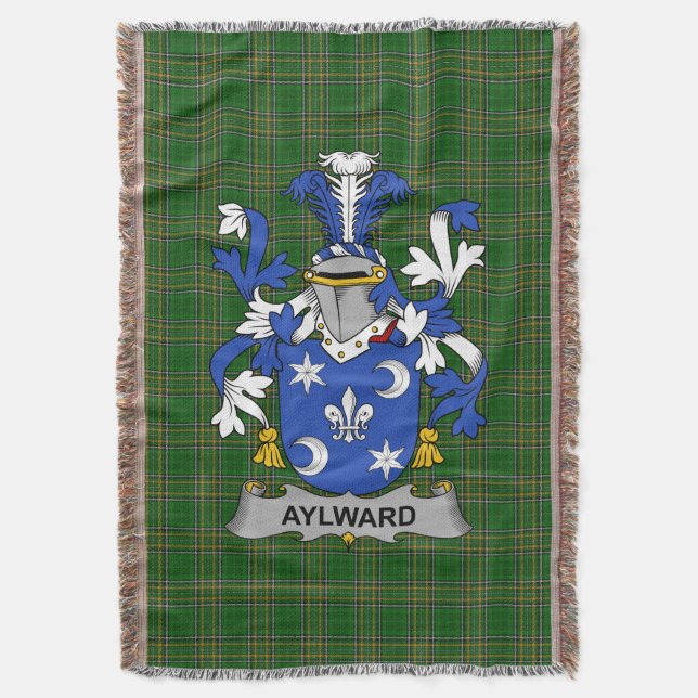  Irish Aylward Coat of Arms Family Crest Ireland Throw Blanket (Front Vertical)