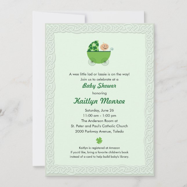 Irish Baby Buggy Shower Invitation (Front)