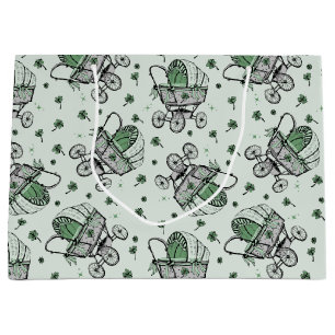 Irish Baby Carriage St Patrick's Day Baby Shower Large Gift Bag