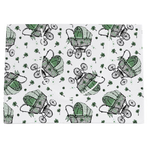 Irish Baby Carriage St Patrick's Day Baby Shower Large Gift Bag