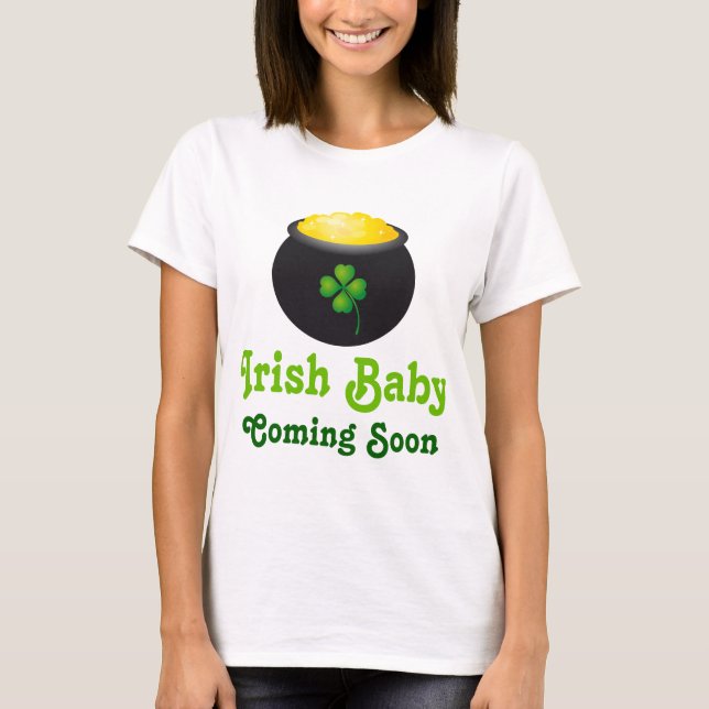 Irish Baby Coming Soon Pregnancy Announcement T-Shirt (Front)