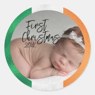 Irish Baby's First Christmas Classic Round Sticker