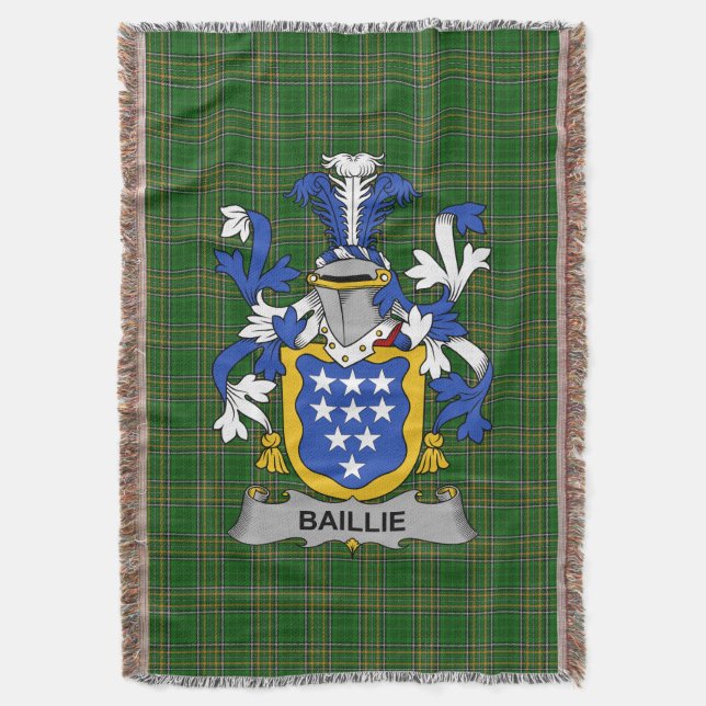  Irish Baillie Coat of Arms Family Crest Ireland Throw Blanket (Front Vertical)