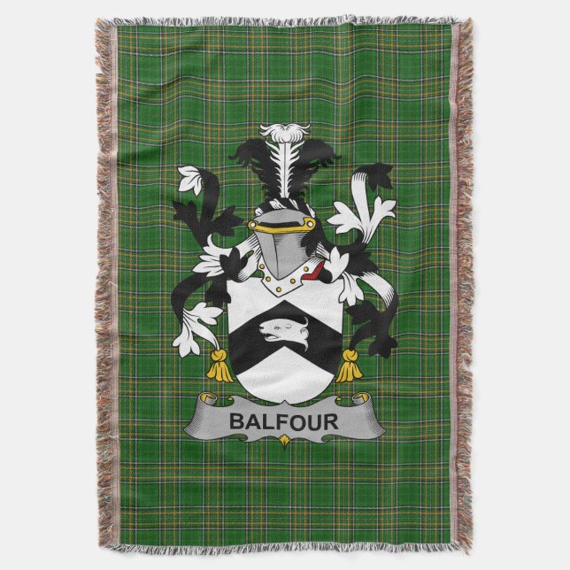  Irish Balfour Coat of Arms Family Crest Ireland Throw Blanket (Front Vertical)