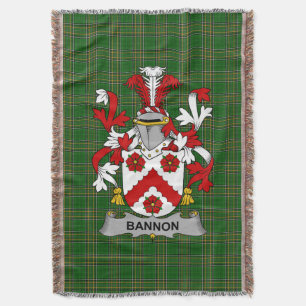  Irish Bannon or O_Bannon Coat of Arms Family Cres Throw Blanket